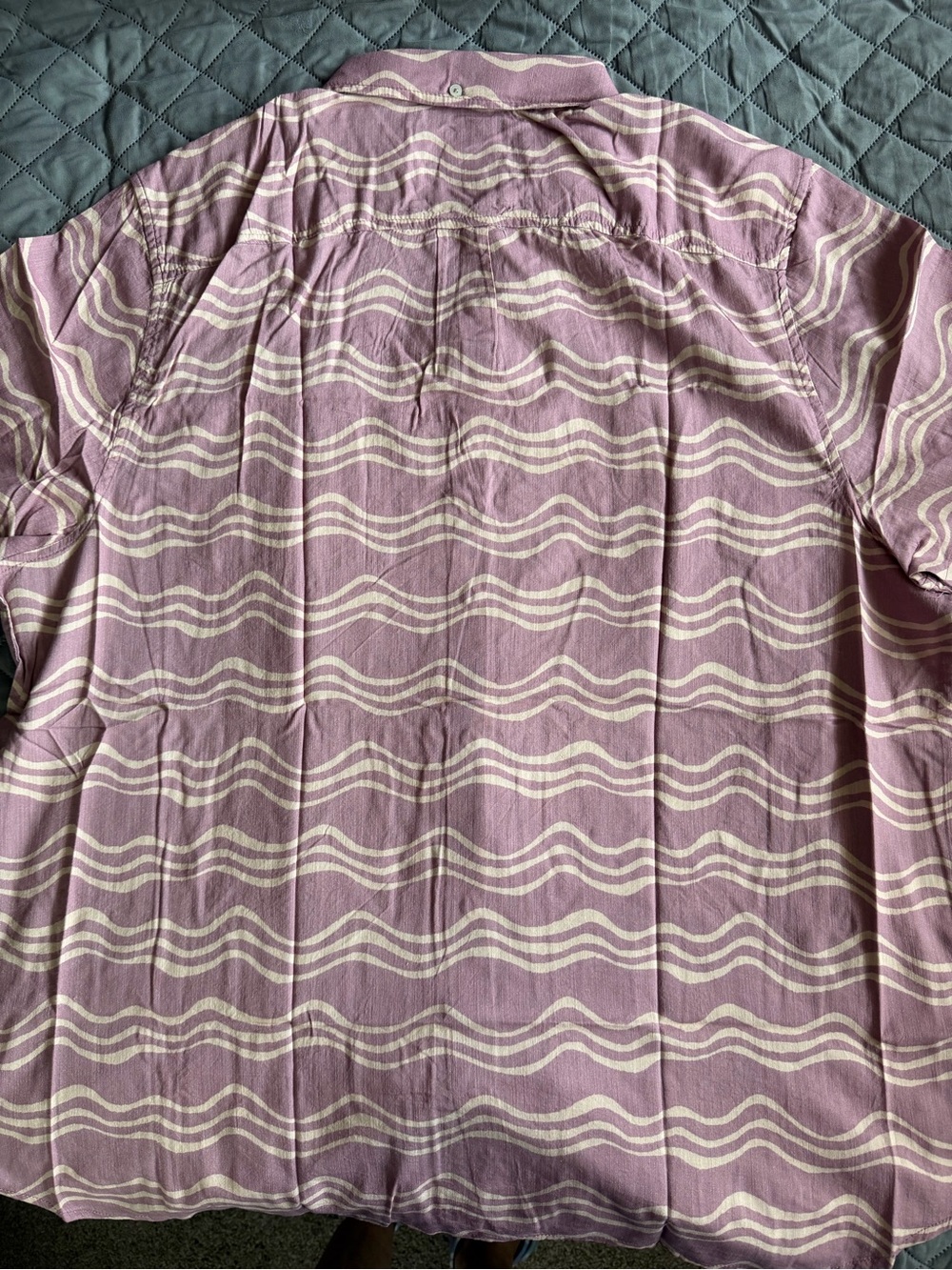 chubbies Mauve and Cream Wave-Striped Short Sleeve Button-Up Shirt - Picture 6 of 7